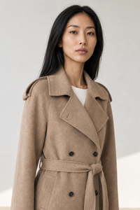 June Park (5'9.5" / 177 cm) wears a size S