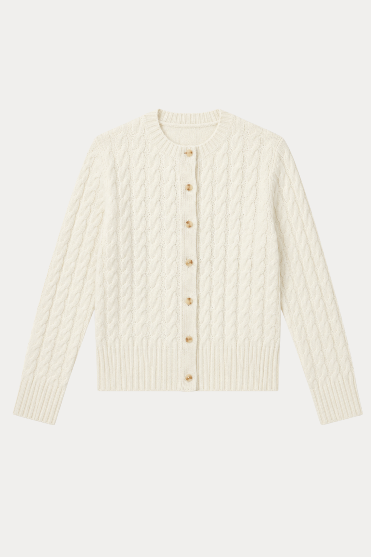 100% Merino Wool Cable-Knit Cardigan