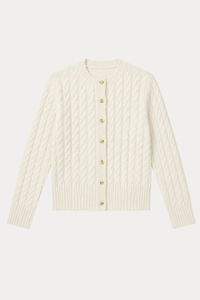100% Merino Wool Cable-Knit Cardigan