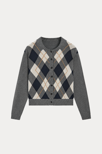 100% Cotton Diamond-Knit Cardigan