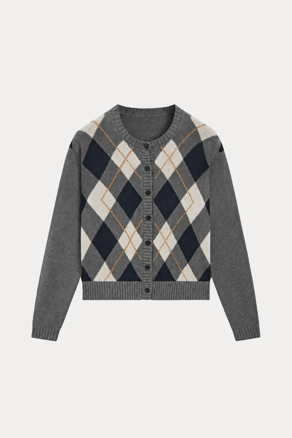 100% Cotton Diamond-Knit Cardigan