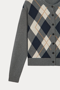 100% Cotton Diamond-Knit Cardigan