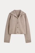 100% Wool Sailor-Collar Cardigan