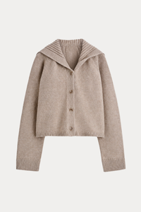 100% Wool Sailor-Collar Cardigan