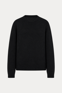 100% Wool Crewneck Sweater in Black