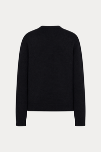 100% Wool Crewneck Sweater in Black