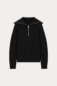Ribbed Half-Zip Sweater in Black