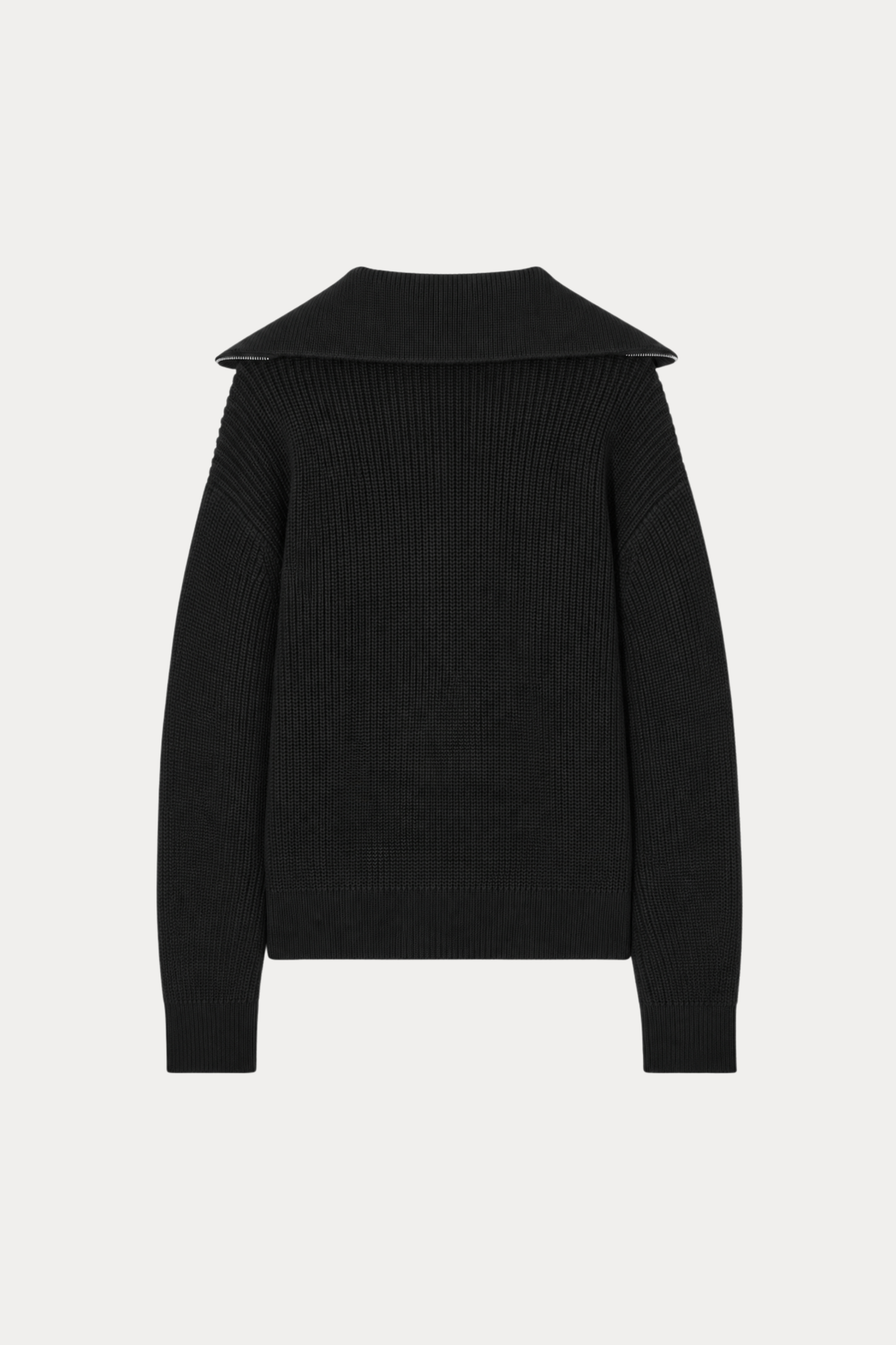 Ribbed Half-Zip Sweater in Black
