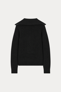 Ribbed Half-Zip Sweater in Black