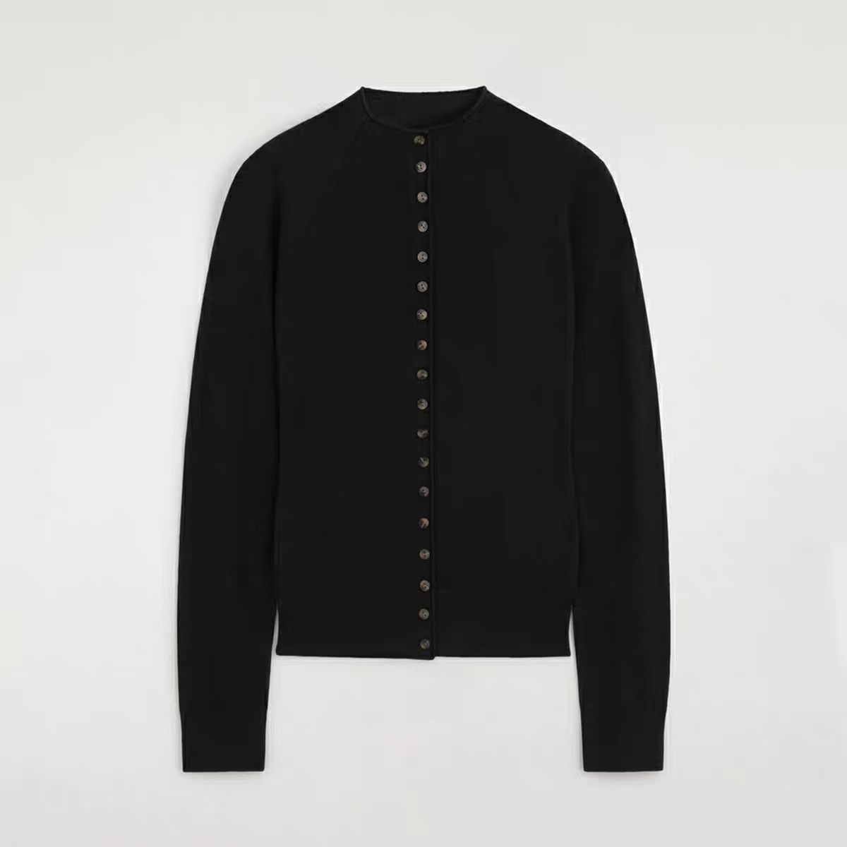 Funnel-Neck Cardigan in Black