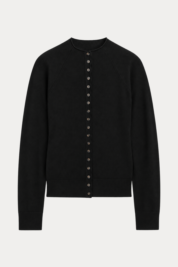 Funnel-Neck Cardigan in Black