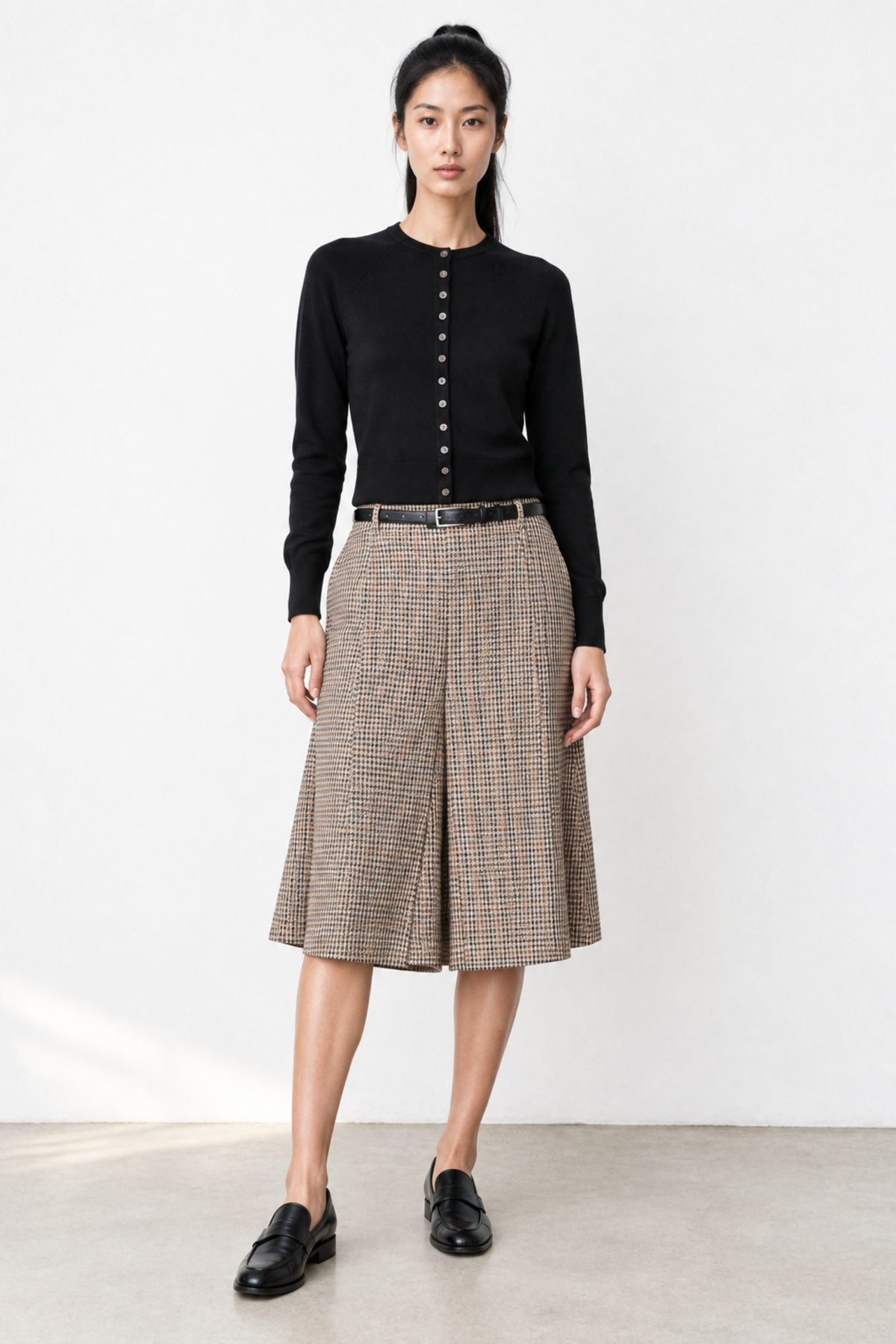 Funnel-Neck Cardigan in Black
