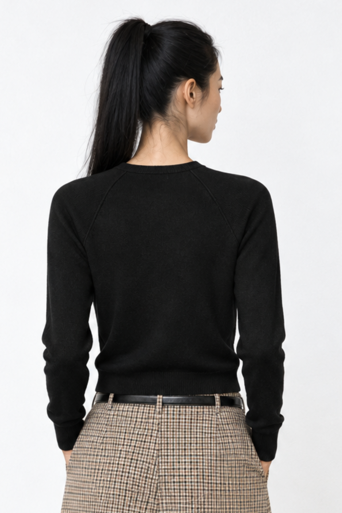 Funnel-Neck Cardigan in Black
