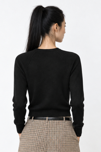 Funnel-Neck Cardigan in Black