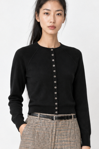Funnel-Neck Cardigan in Black