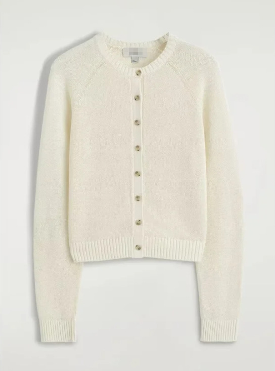 Knitted Cotton Cardigan in Ivory