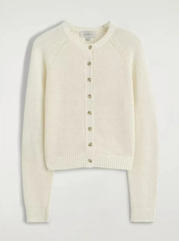 Knitted Cotton Cardigan in Ivory