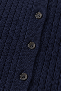 100% Cotton Braided Knit Cardigan in Navy