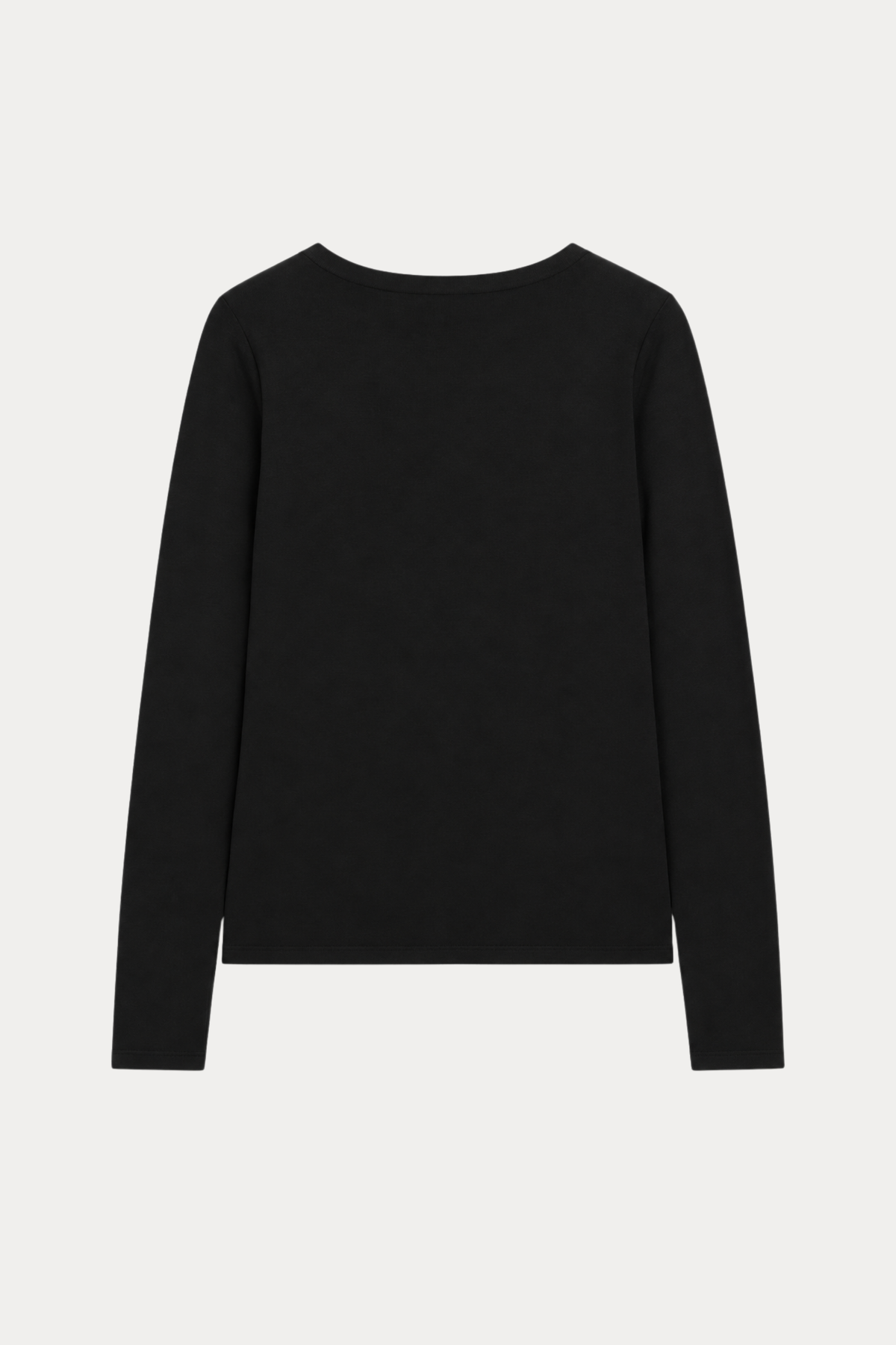 Stretch-Cotton Fitted Crewneck Cardigan in Black