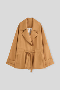 Linen-Blend Single Layer Trench Coat