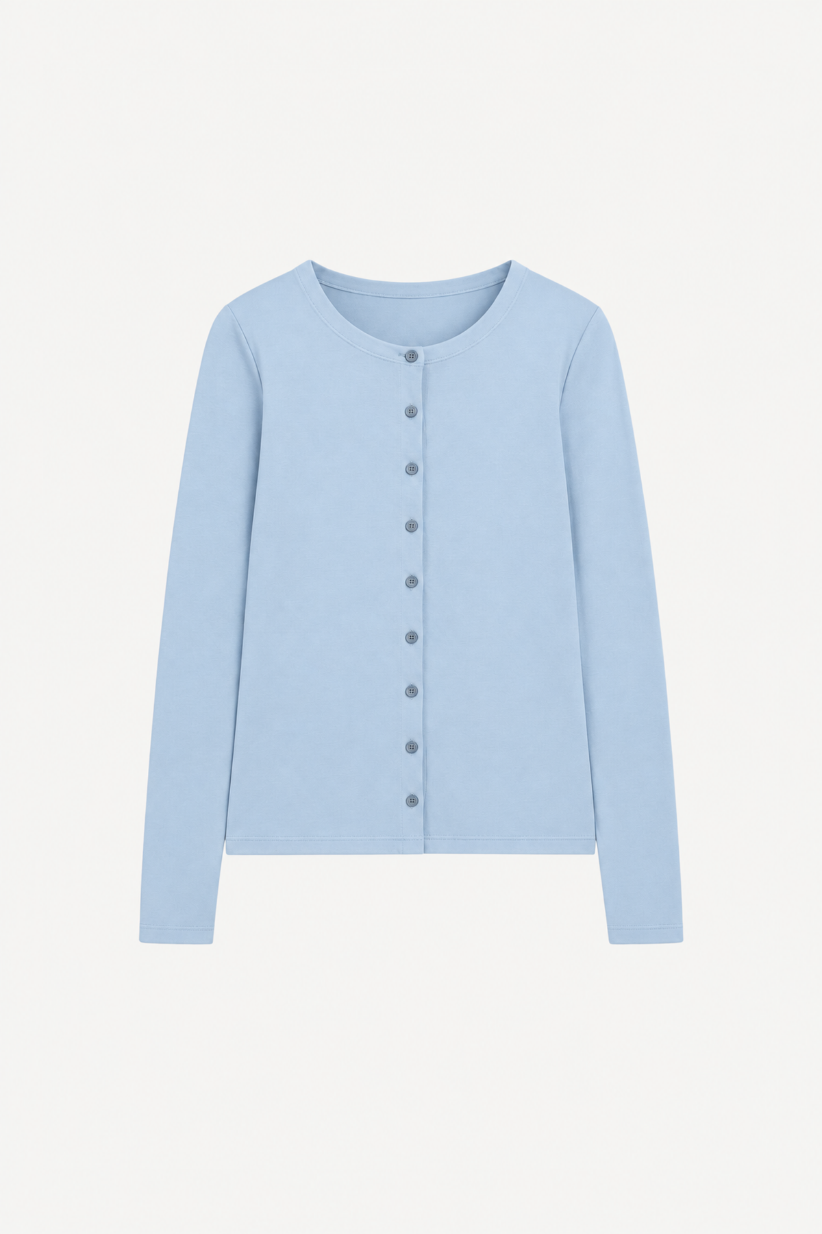 Stretch-Cotton Fitted Crewneck Cardigan