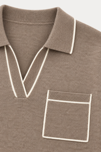 Wool-Blend Contrast-Trim Polo Sweater