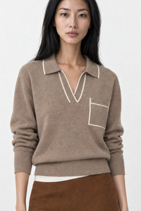 June Park (5'9.5" / 177 cm) wears a size S