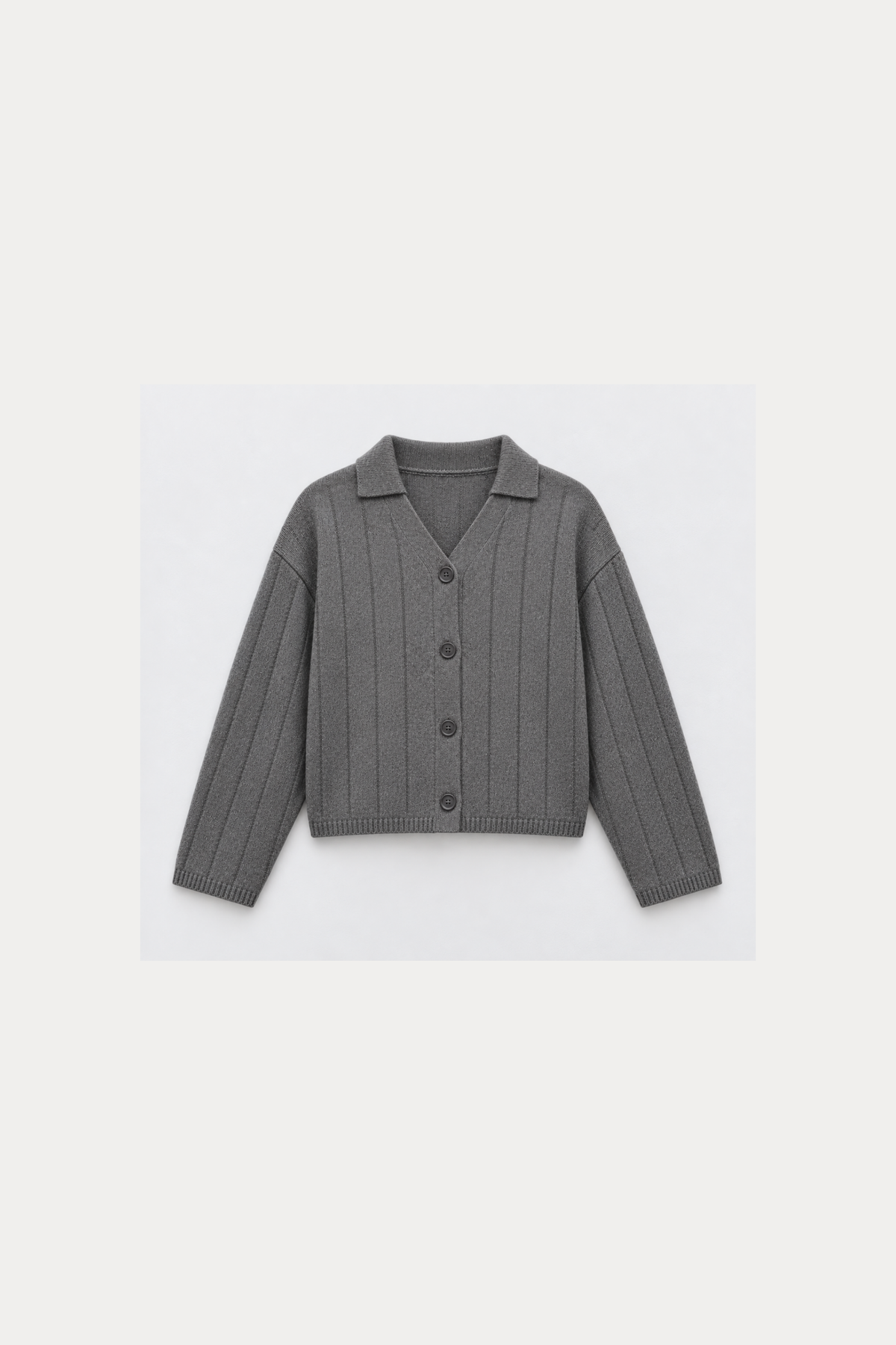 Wool-Blend Ribbed Polo Cardigan