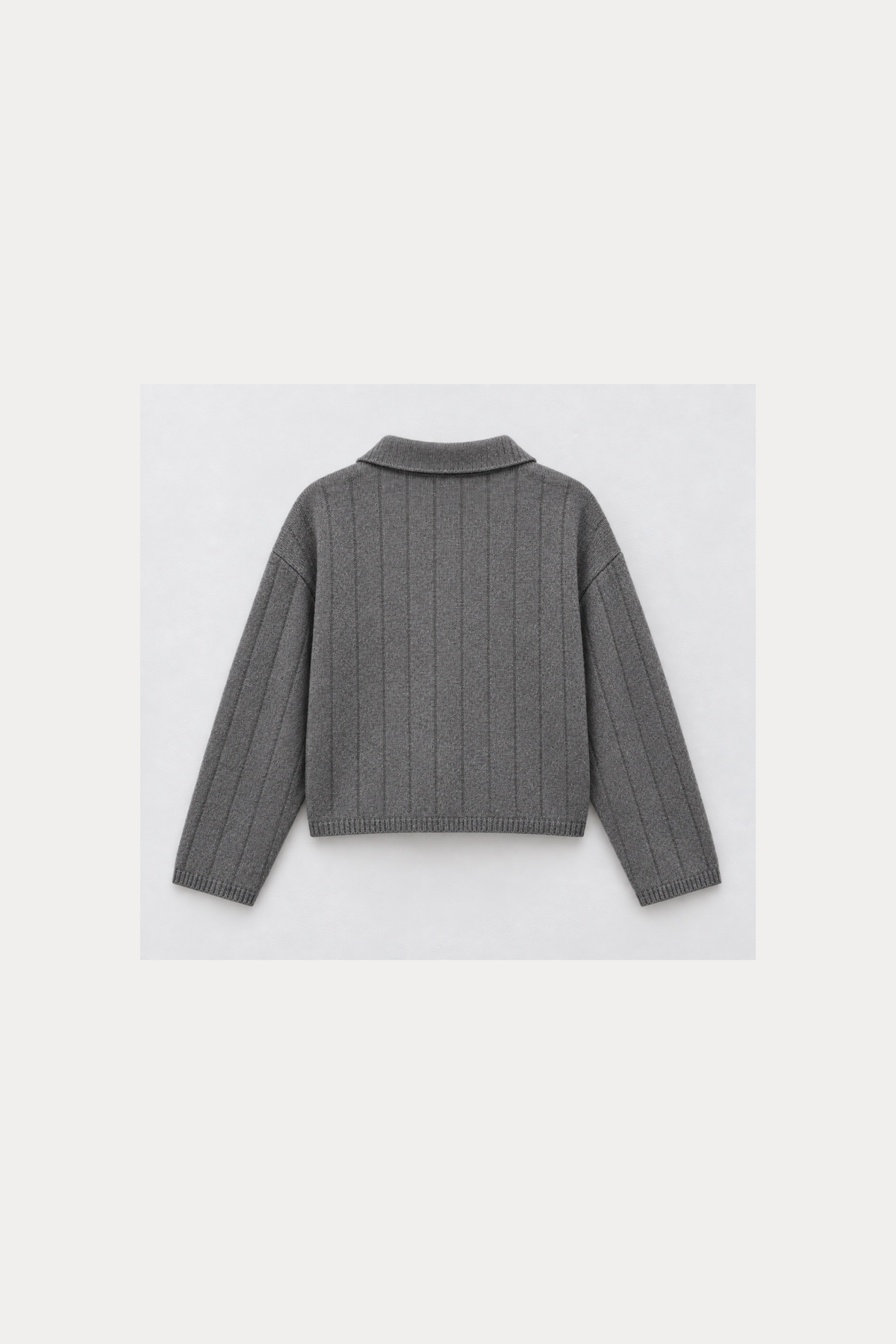 Wool-Blend Ribbed Polo Cardigan