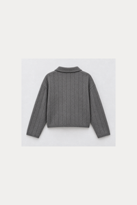 Wool-Blend Ribbed Polo Cardigan