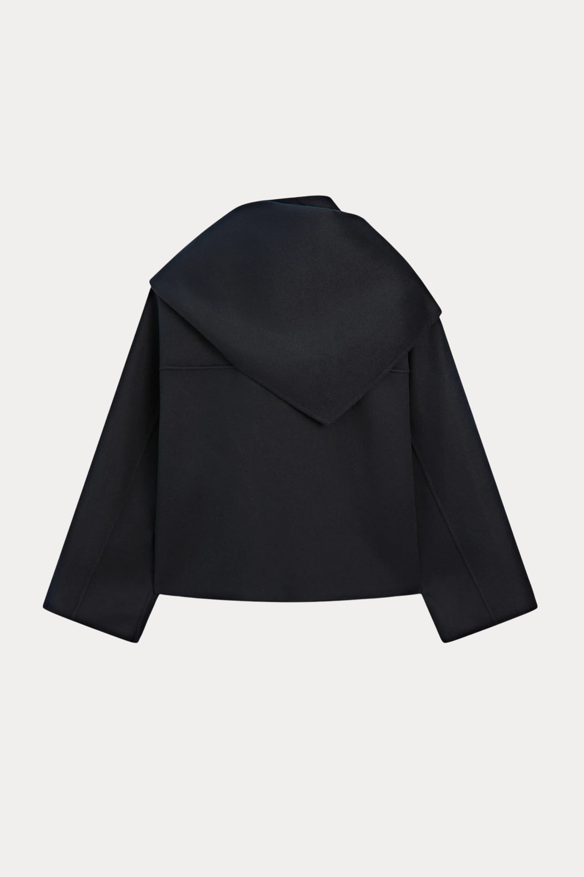 Wool-Blend Scarf-Detail Short Coat