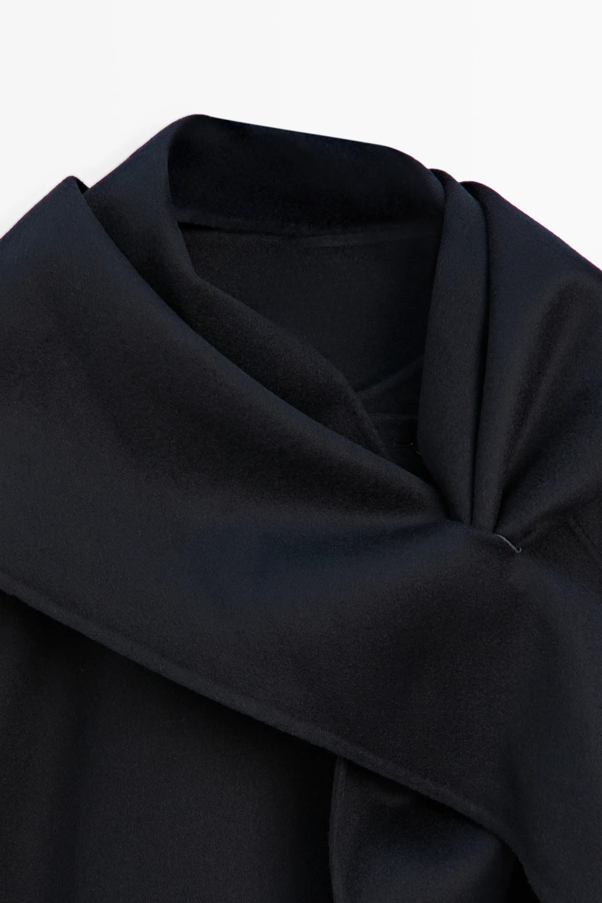 Wool-Blend Scarf-Detail Short Coat