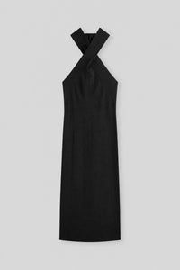 Cotton-Blend Twist Halter Maxi Dress
