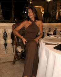 Cotton-Blend Twist Halter Maxi Dress