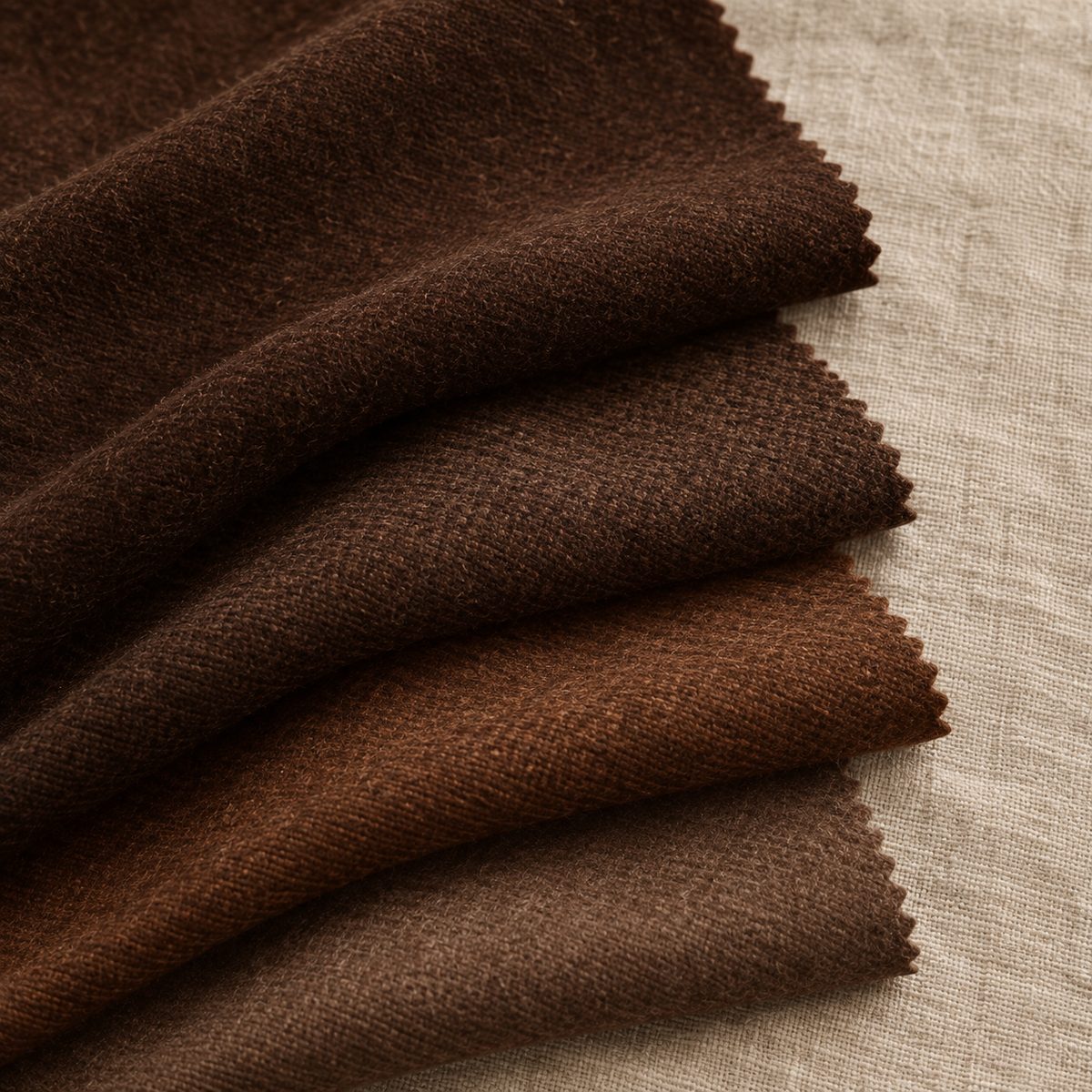 Folded wool fabric swatches